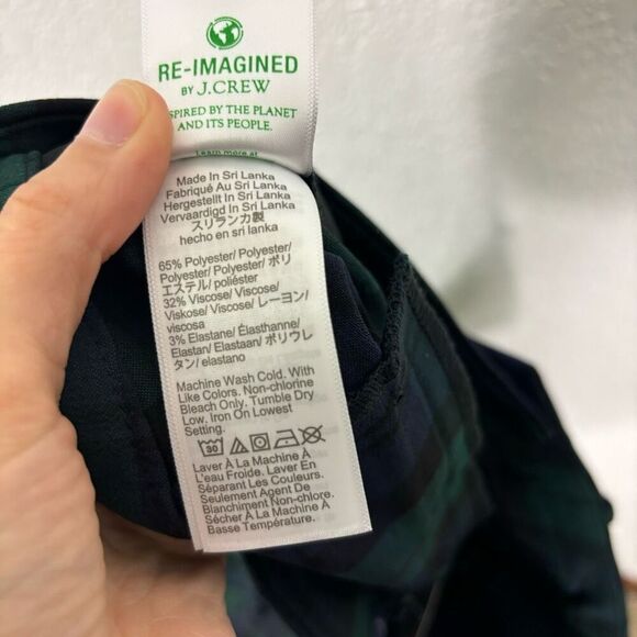 New J. Crew Blue & Green Plaid Ruby Full Length Straight Leg Dress Pants Size 14 - Picture 7 of 7